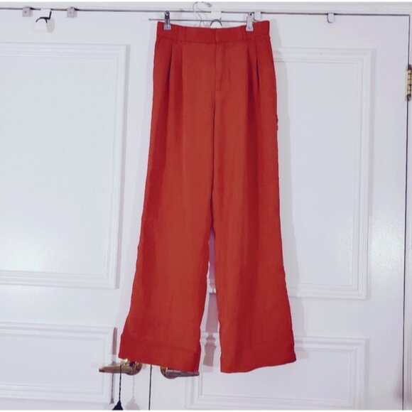 ZARA Vintage Burnt Salmon Lyocell Pleated Trouser Pants - Picture 7 of 16